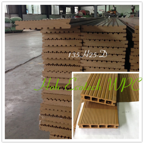 Hollow grooved extrusion wpc outdoor flooring