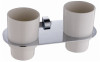 Ceramic doubel Tumbler holder chrome brass