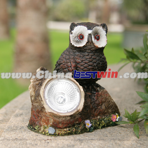 Garden Decor Post Solar Powered Light Owl