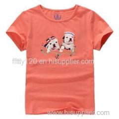 100% Cotton Cartoon Logo O Neck Girls Kids Tee Shirt