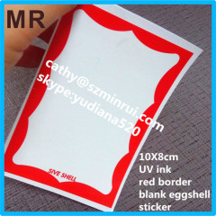 Custom printing UV ink non-removable feature red border blank destructible eggshell sticker for wholesale