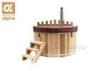 Deluxe Canadian Imported Red Cedar Wood Fired outdoor sauna and hot tub with Cedar fence