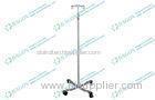 Height Adjustable Stainless Steel IV Drip Stand with Four Wheels and 4 hooks
