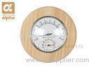 Round Qualified Pine Wooden Sauna Thermometer and Hygrometer for Traditional Sauna Room