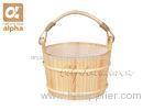 Smooth Surface White Pine Wooden Turkish Sauna Bucket And Ladle With Plastic Liner