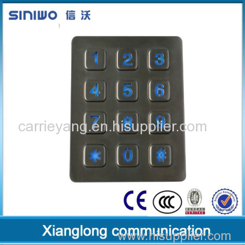 customized LED 12 keys dustproof metal keypad(B880)