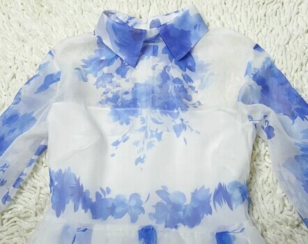 This summer the most fashion print dress with peter pan collar causal women dress China dress oem service