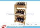 Natural MDF Wood Display Stands SGS / Free Standing Wine Display Shelves For Retail Shop