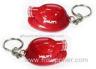 Red Mini Key Chain with Decorative LED Lamps Safety Helmet shape