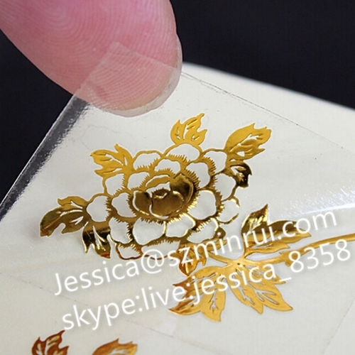 Waterproof Custom Printed Adhesive Transparent PET Packaging Label Gold Hot Stamping Logo Sticker Type And Clear Label