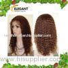 Fashionable 14 inch Kinky Curl Light Brown Color Indian Human Hair Full Lace Wig