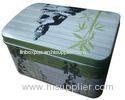 Tea Storage Rectangular Tin Box Bamboo Printed Holiday Tinplate