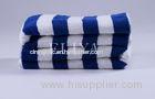 Yarn-dyed Weave Hotel Beach Towels Sets Bule And White Comfortable For Sports