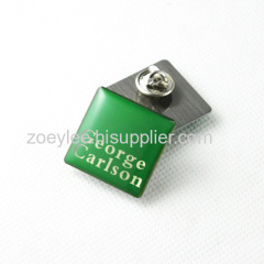 custom square printing epoxy finsihed cheap metal badge