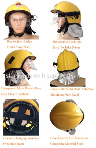 High Strength Penetration Resistance  European Type Fire rescue Helmet