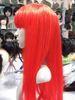 Red Colored Silky Straight Bang Human Hair Synthetic Full Lace Wigs For Women