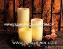 Ivory Wax Straight Edge Flameless LED Candles With Rock and Round Plastic Tray