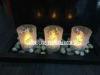 Wedding Decoration Glass Votive Candles and Holders With Wooden Tray and Rock