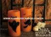 Orange Wax Body Halloween Pattern Electronic LED Candle for Bar Decoration