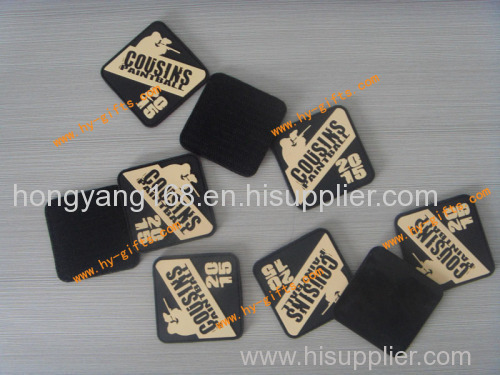 Custom rectangle shape 3d rubber pvc velcro patches for clothing garment lables