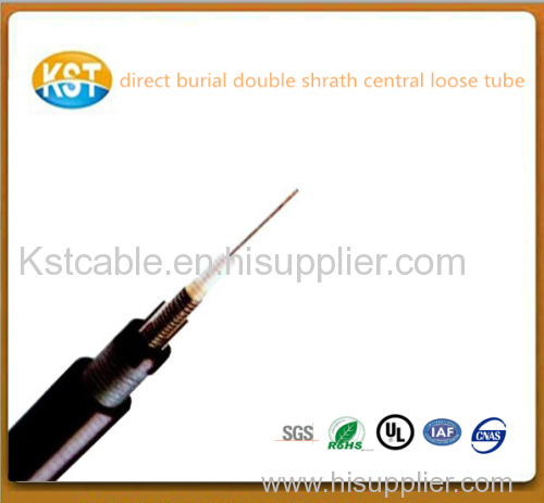 Direct Burial Outdoor optical Cable/ Armored and Sheathed Double Central Loose tube fiber CableGYXTW53