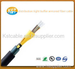 double sheath cable/multiple cores Distribution Tight Buffer Armored Fiber Optical Cable with black out sheath jacket