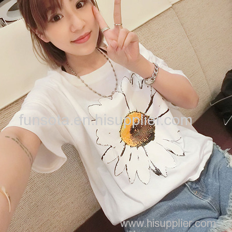 Sunflower girlfriends put the new large size ladies summer 2015 joker short-sle-eved t-shirts students