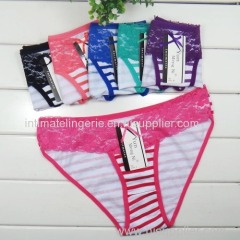 2015 New stripe print bikini pants stretch cotton brief women underwear lady boyshort lady panties lingerie intimate un
