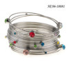 Silver Thin Bangle With Colorful Stone