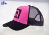 55% Cotton 45% Polyester Trucker Mesh Cap Pink And Black Ladies Baseball Caps