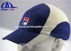 Blue / White 100% Polyester Woven Running Sport Caps With Flat Embroidery