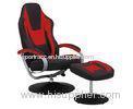 Black & Red Vinyl Recliner Home Office Desk Chair With Ottoman / Adjustable Computer Chair