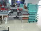 Customized Retail Check Out Counters Cashier Desk With Wood Grain