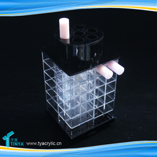 2016 New Design Cosmetic Display Black Rotating Acrylic Lipstick Holder Spinning Display Stand