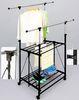 Double Layer Folding Mobile Metal Clothes Rack with Wheels and Shelves Heavy Duty Type