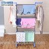 Foldable stainless metal clothes rack three layer coat drying laundry airer rack