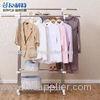 Modern Stand Folding Double Pole Clothes Rack with Wheels / Portable Drying Hanger