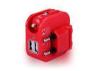 Red 2 In 1 Foldable usb plug Car Charger dual port Polycabonate