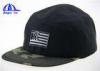 Black and Camo Embroidery Logo 5 Panel Camp Cap Flat Short Brim Camp Army Hats