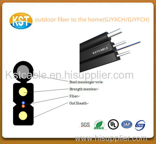 Outdoor Fiber to the home cable (GJYXCH/GJYFCH)Steel messenger wrie strength memberFTTH with 1-24 core ftth optic cable