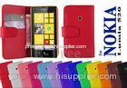 Purple Stand PU Wallet Leather Nokia Mobile Phone Cases For Lumia 520