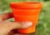 Customized Logo Printed Silicone Folding Cup / Orange silicone portable cup 170ml