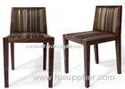 Dark Brown Modern Dining Room Chairs With Stripe Fabric Upholstered