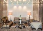 Customized Brown Fabric Hotel Lobby Sofa Set Armchair And Coffee Table