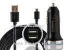 Black Heavy Duty USB Charging Cables For Micro Phone Samsung / HTC / LG
