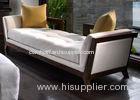 Ivory Color Relax Fabric Upholstered Wooden Bench Seat With Hardwood Frame