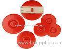 Durable Red Silicone Cup Cover Lid 5 Pcs Set With Waterproof Leak Tight Barrier Drop