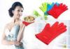 Waterproof Household silicone gloves for cooking / silicon oven mitt red color