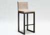 Dark Brown Features Wood Base Modern Bar Chairs With Fabric Cushion