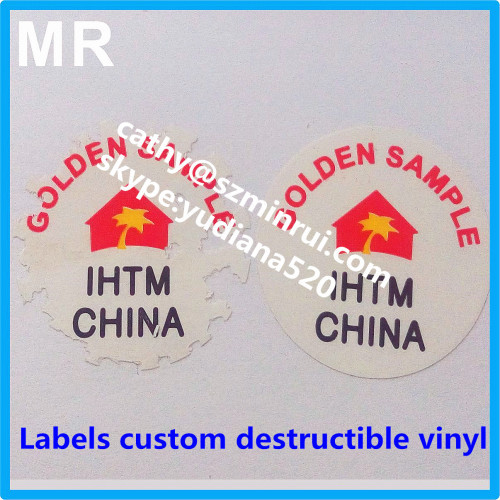 Anti-tampered strong glue sticker labels custom destructible vinyl